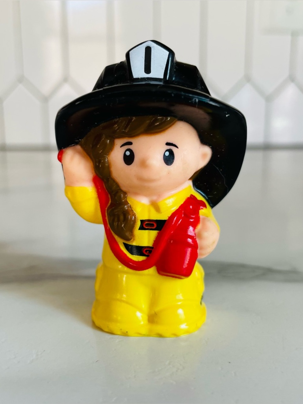 Fisher Price Little People Lift 'n Lower Fire Truck Figure - Girl Firefighter